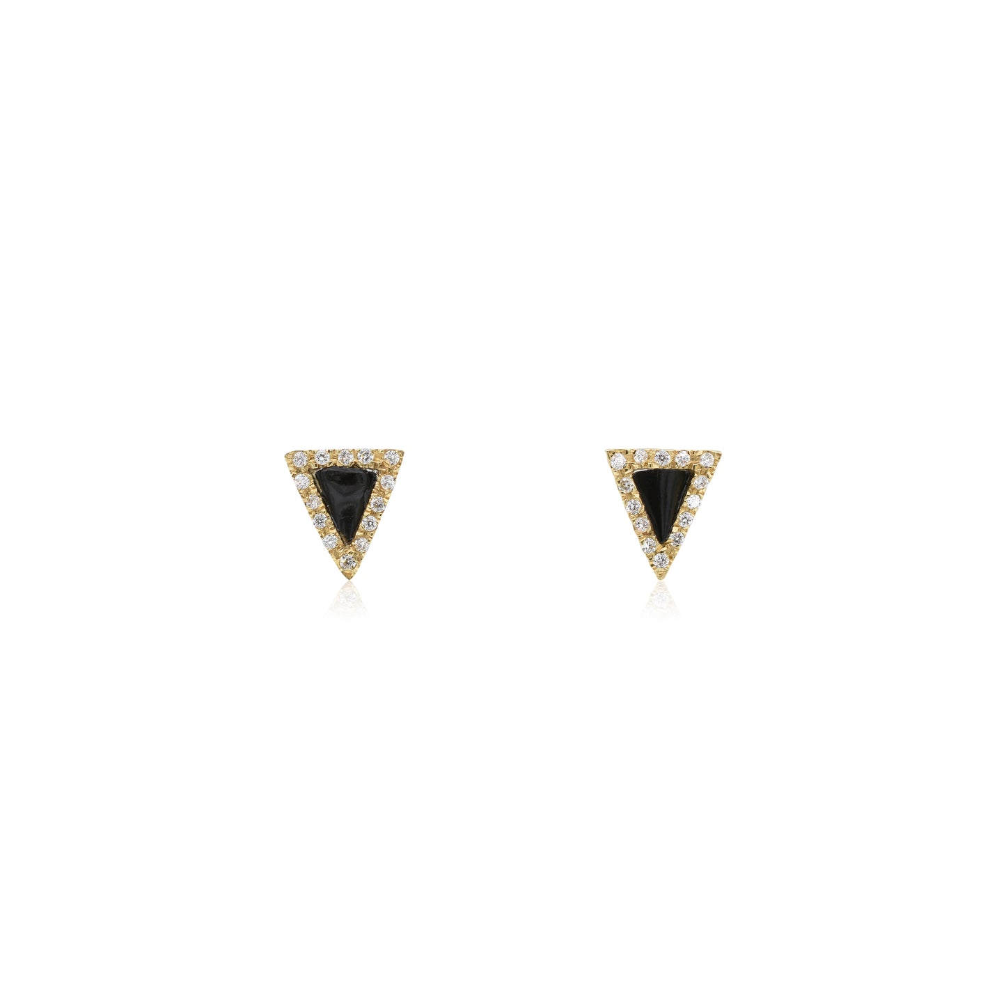 18K Fossilized Shark Tooth with White Diamond Surround Stud Earrings