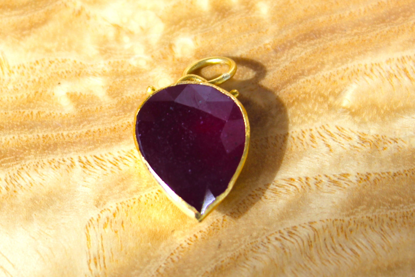 24K Bezel-Set Ruby Pendant