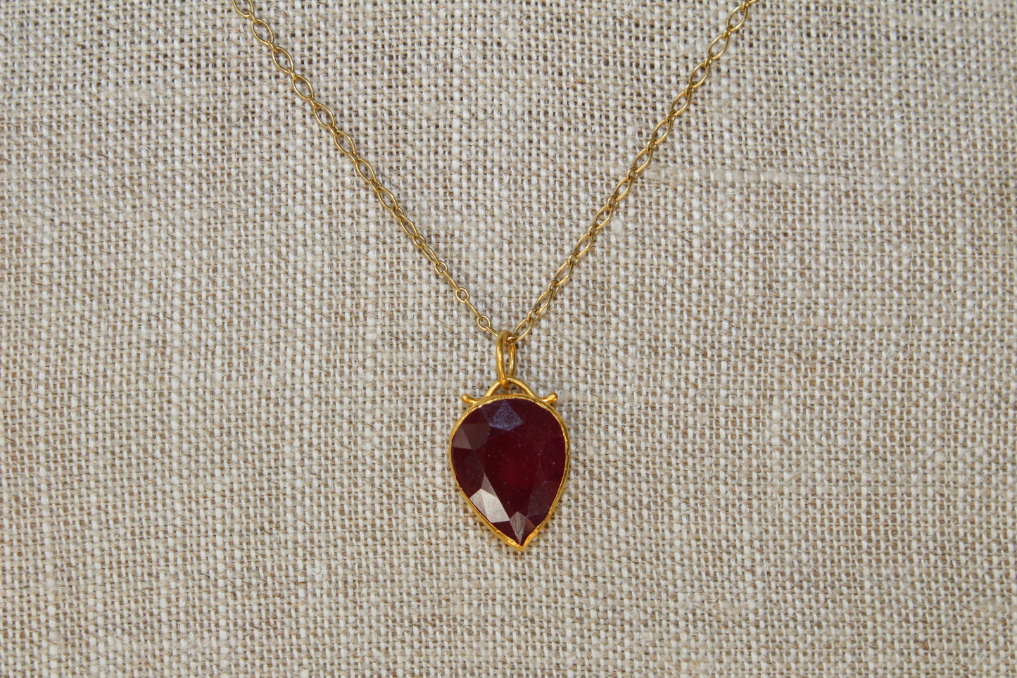 24K Bezel-Set Ruby Pendant