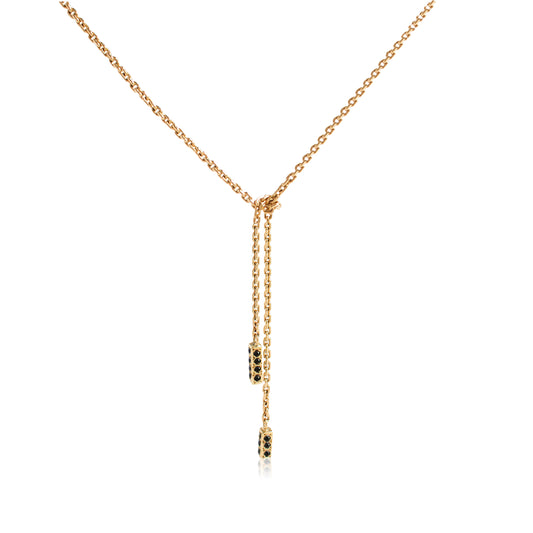 Lariat Black Diamond Tie Column Necklace