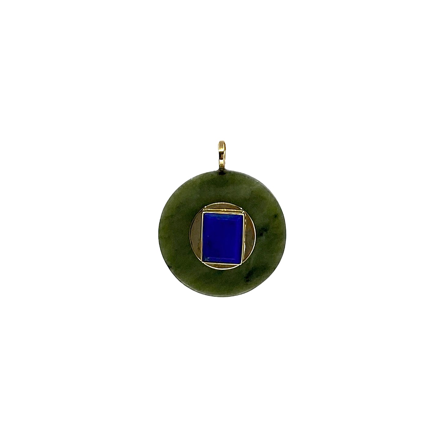 18K Green Jade and Lapis Lazuli Pendant