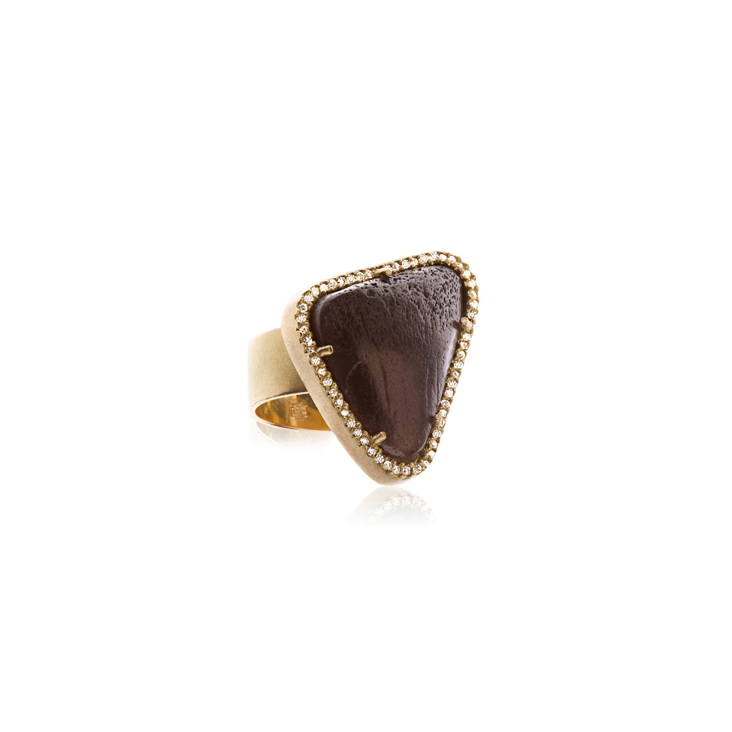 18K Fossilized Shark Tooth White Diamond Cocktail Ring