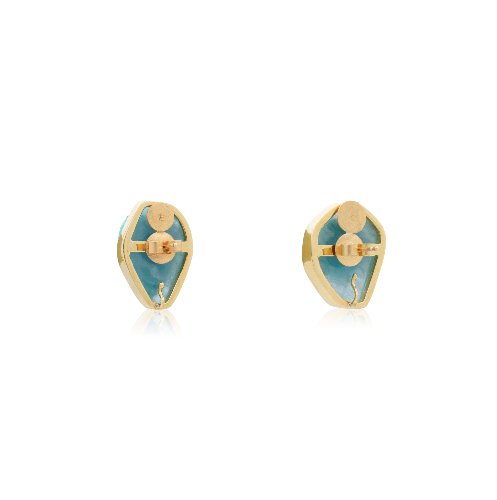 18K Aquamarine SOLO Earring with removable Turkish Wedgewood Agate Statement Drop