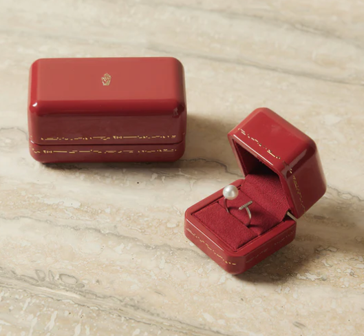 Trove "Will You" Single Ring Box- Royal Red