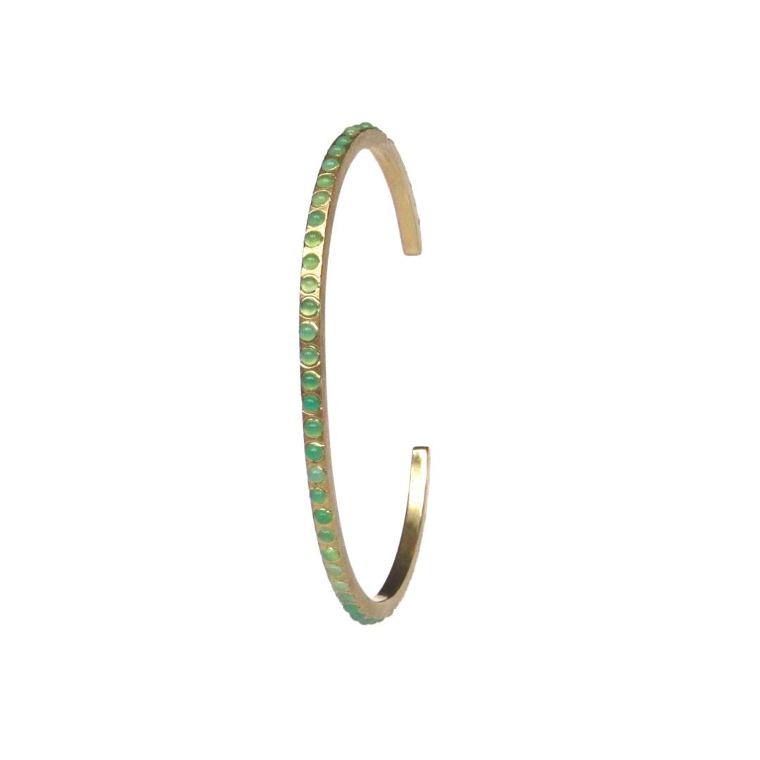 18K Full Wrap Chrysoprase Stack Cuff-XS