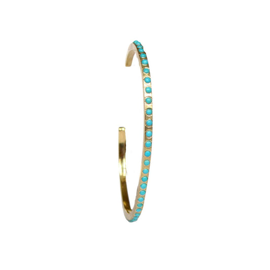 18K Full Wrap Turquoise Stack Cuff-XS